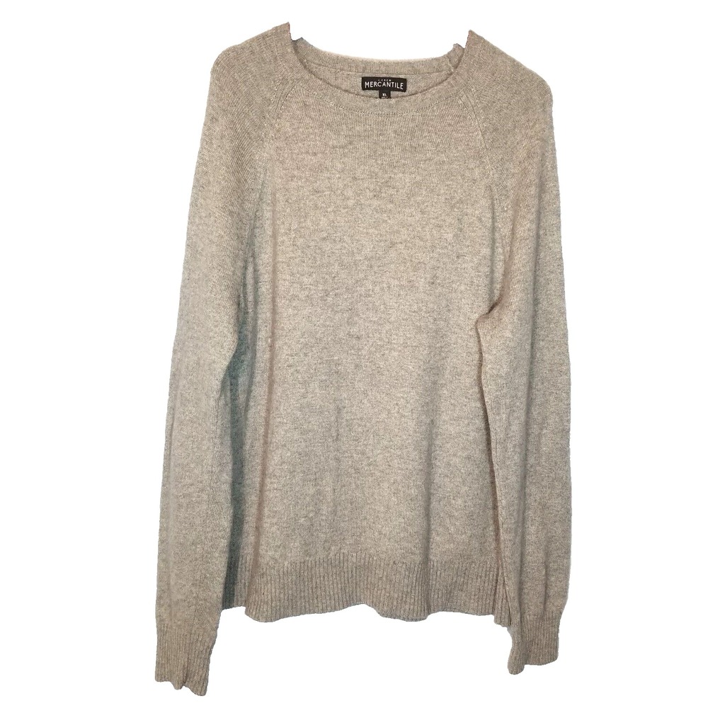 J Crew Mercantile Lambs Wool Blend Men's Raglan Sleeve Heather Grey Sweater XL